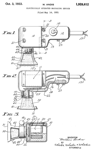 Beautysage
                  Massager by Beauty Appliance Corp. patent 1928612