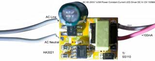 AC 85-265V 1x3W
                      Power Constant Current LED Driver DC 9-12V 100MA
