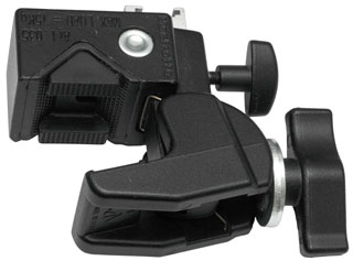 Manfrotto C1575B Avenger Super Clamp (Item 035) with wedge installed for clamping to parallel surfaces.
