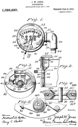 1028220 Speedometer, Joseph W Jones, App:
                  1908-08-07, Pub: 1912-06-04