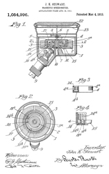 1054996 Magnetic speedometer, John K Stewart,
                  Stewart Warner Speedometer Corp, 1913-03-04