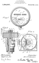 1054997 Magnetic speedometer, John K Stewart,
                  Stewart Warner Speedometer Corp, 1913-03-04