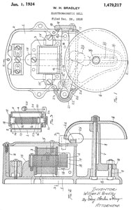 1479217
                      Electromagnetic bell, William H Bradley, Autocall
                      Co., Jan 1, 1924