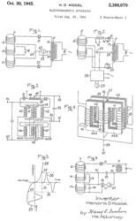 2388070
                      Electromagnetic apparatus, Hendrik D Middel, GE,
                      App: 1941-08-22, W.W.II, Pub: 1945-10-30