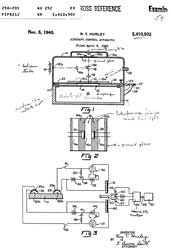 2410502
                              Aircraft control apparatus, Roy T Hurley,
                              Bendix Aviation, App: 1940-04-06, TOP
                              SECRET, Pub: 1946-11-05,