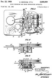 2866009
                              Sound recording and sound reproducing
                              apparatus, Genning Ernst, Draheim Willi,
                              Monske Nikolaus, Protona, App: 1951-10-27,
                              Pub: 1958-12-23