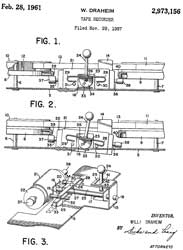 2973156 Tape
                      recorder, Draheim Willi, Rhein Handel ges, App:
                      1956-12-01, Pub: 1961-02-28