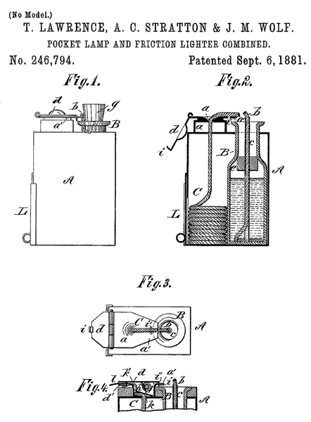 Oil Burning 1881 Pocket Lamp patent 246794