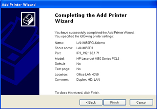 WIN XP Add LAN
                  Printer