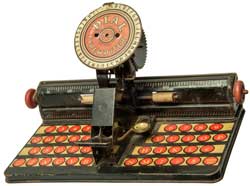 2002075 Typewriting machine, Samuel I
                          Berger, 1935-05-21, - Marx Toy Input Dial
                          Typewriter