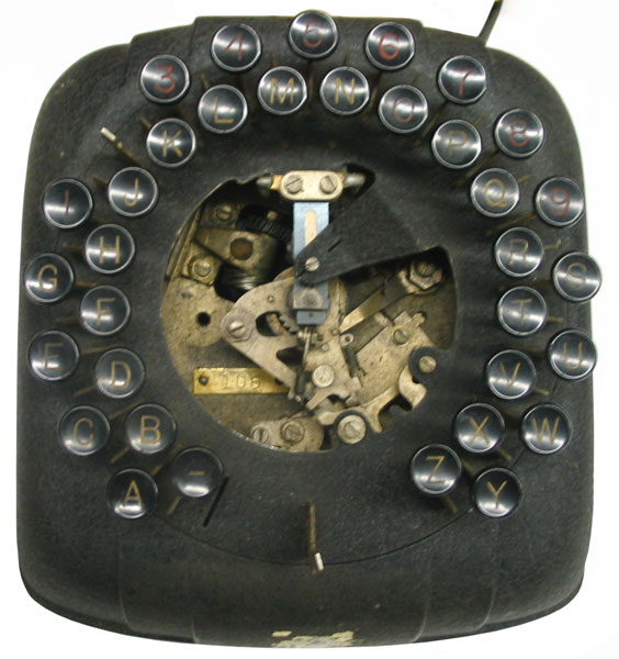 M36
                Monopulse Teletype Transmitter with center cover
                removed