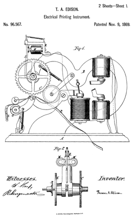T.A. Edison
                  patent 96567 Stock Ticker