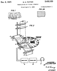 2432123
                              Translation of visual symbols, Ralph K
                              Potter, Bell Labs, App: 1945-04-05