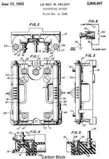 2600407 Protective
                  device, Le Roy W Kelsay, Bell Tel Labs, Jun 17, 1952,
                  337/32; 337/34; 361/125; 337/26; 361/124; 361/126