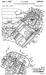 2902014 Valve actuating mechanism for engines,
                    Clayton B Leach GM, App: 1954-06-01, Pub:
                    1959-09-01, - 1954 Chevy small block V8 (Wiki) -
                    independent rocker arms, eliminating the rocker
                    shaft weight & expense. The rockers were stamped
                    sheet metal, so also less weight and cost as well as
                    lower rotational momentum leading to higher RPM.