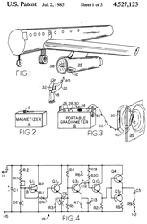 4527123
                      Improved method and apparatus for detecting and
                      locating residually magnetized items, Robert F.
                      Gilman, Claude R. Schwarz, Sentronic, 1985-07-02