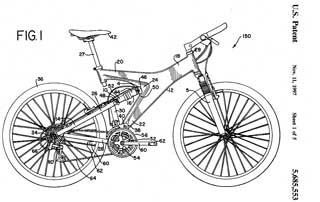 5685553 Suspension
                  for a bicycle having a Y shaped frame, Weston M.
                  Wilcox, Matthew A. Rhoades, Michael L. Zeigle, Trek
                  Bicycle Corp, Nov 11, 1977, 280/283; 280/281.1;
                  280/288.3