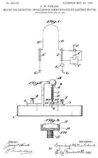 836531 Means for
                      receiving intelligence communicated by electric
                      waves, Greenleaf Whittier Pickard, 1906-11-20