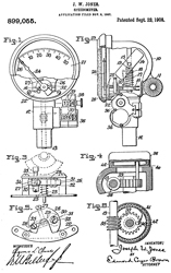 899055 Speedometer, Joseph W Jones, App:
                  1907-11-05, Pub: 1908-09-22