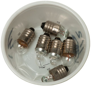 No. 112, No. 131
                    & "2-Cell" LED, all E10 base