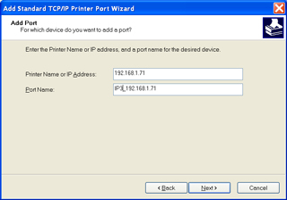 WIN XP Add LAN
                  Printer