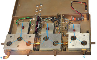 Three
                  Stage T6654B Tunnel Diode Amplifier Showing Signal
                  Path