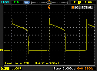 QX5252 Waveform at Lx (between L and LED)