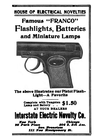 Franco Pistol Flashlight Interstate
                Electric Novelty