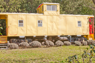 Union Pacific coupla caboose remodled with
                    bathroom