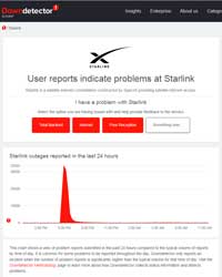 Starlink 20 minute internet outage Down
                      Detector 13 Sep 2023