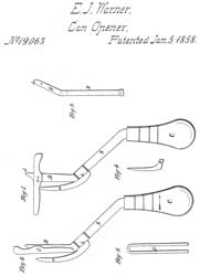 19063 Can Opener,
                  Ezra J. Warner, Pub: 1858-01-05, Exp: 1875-01-05, -
                  lever type