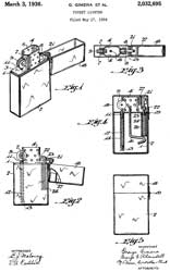 2032695 Pocket
lighter, Gimera George, George G Blaisdell, Zippo,
1936-03-03