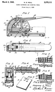 2275111 Paper
                    fastening and crimping press, Norman S Noll, Mar 3,
                    1942, 493/390