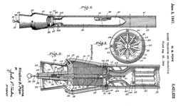 2421522 Rocket
                      projector and projectile, Winslow B Pope, Sec of
                      War, App: 1944-08-23, W.W.II, Pub: 1947-06-03