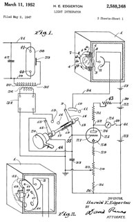 2588368 Light
                      intergrator, Harold E Edgerton, Filed: 1947-05-02,
                      Pub: 1952-03-11, 356/215; 73/1.56; 250/229;
                      250/214R; 250/225; 324/102-