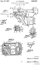 2805507
                        Pistol with a knife blade thereon, Adolph P
                        Buquor, App: 1955-02-03, Pub: 1957-09-10, -
                        FP-45 Liberator pistol w/knife