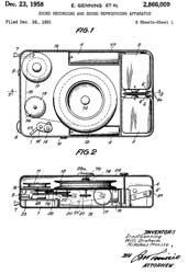 2866009
                              Sound recording and sound reproducing
                              apparatus, Genning Ernst, Draheim Willi,
                              Monske Nikolaus, Protona, App: 1951-10-27,
                              Pub: 1958-12-23
