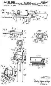 3507067 Grenade launcher having a rotatable
                  forwardly sliding barrel and removable firing
                  mechanism, Henry A Into, Colt Ind, App: 1967-12-14,