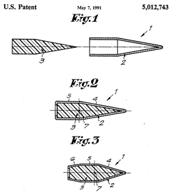 5012743
                      High-performance projectile, Jean-Paul Denis, Marc
                      Neuforge, FN, Priority: 1988-12-05