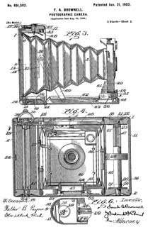 691592 Photographic
                  Camera, F.A. Brownell, Jan 21, 1902, 396/345; 396/538
                  -