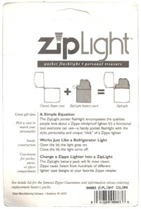 Zippo ZipLight
                  package back